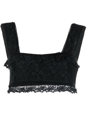Isabel Marant lace-trim cropped top - Black