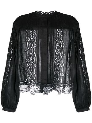 ISABEL MARANT lace-trim ramie blouse - Black