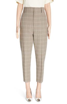 Isabel Marant Lagao Plaid Cotton Blend Ankle Trousers in Beige/Blue