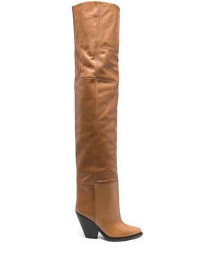 ISABEL MARANT Lalex 90mm thigh-high leather boots - Brown