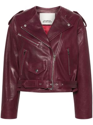 ISABEL MARANT leather cropped biker jacket - Purple