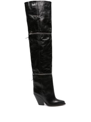 ISABEL MARANT Lelodie 100mm thigh-high leather boots - Black