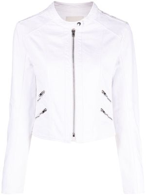 ISABEL MARANT Leys band-collar denim jacket - White