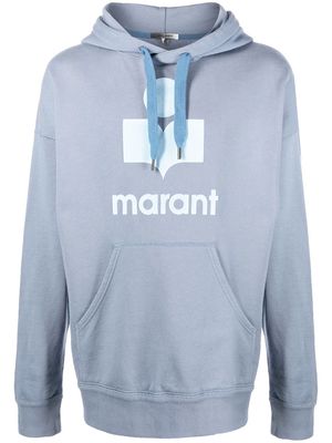Isabel Marant logo drawstring hoodie - Blue