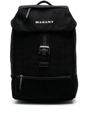 ISABEL MARANT logo-embroidered canvas backpack - Black