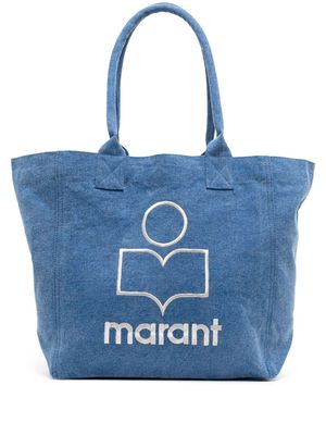 Isabel Marant logo-embroidered denim tote bag - Blue