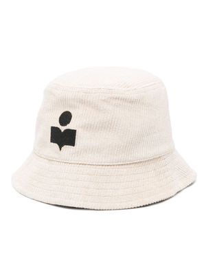 ISABEL MARANT logo-embroidered ribbed bucket hat - Neutrals