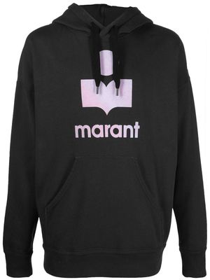 Isabel Marant logo print long-sleeve hoodie - Black