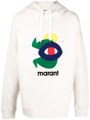 Isabel Marant logo-print long-sleeve hoodie - Neutrals