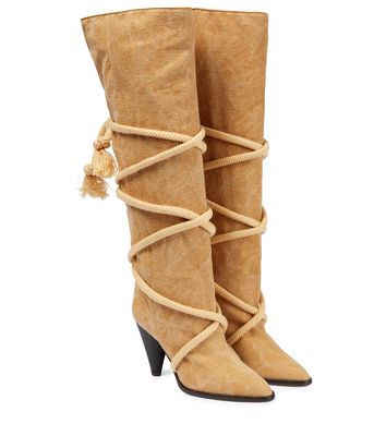Isabel Marant Lophie canvas knee-high boots