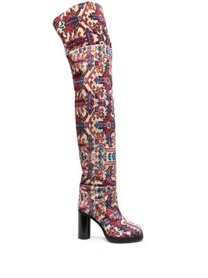 Isabel Marant Lurna patterned-jacquard boots - Red