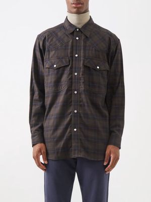 Isabel Marant - Manem Brushed Check-cotton Flannel Shirt - Mens - Khaki Multi
