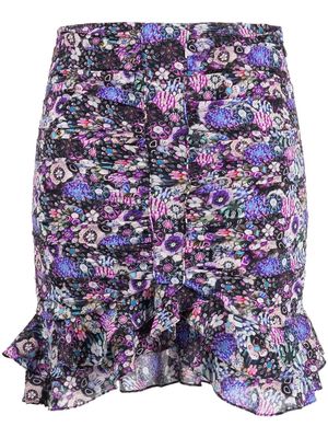 Isabel Marant Milendi floral-print ruched mini skirt - Black