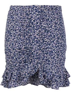 ISABEL MARANT Milendi floral-print ruched miniskirt - Blue