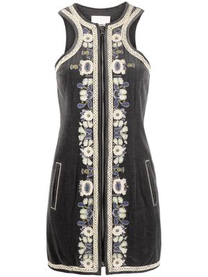 ISABEL MARANT motif-embroidered sleeveless minidress - Black