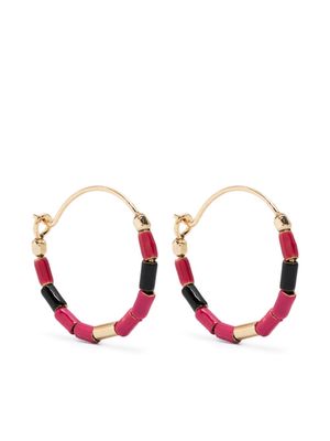 ISABEL MARANT New Color Strip beaded hoop earrings - Pink