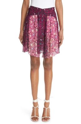 Isabel Marant Oda Contrast Panel Handkerchief Hem Silk Skirt in Fuchsia