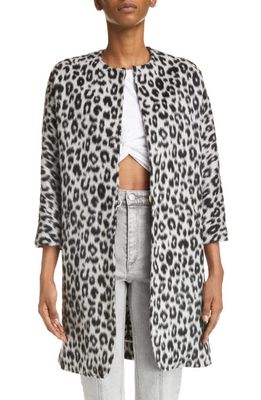 Isabel Marant Olanao Leopard Jacquard Brushed Virgin Wool Jacket in Black