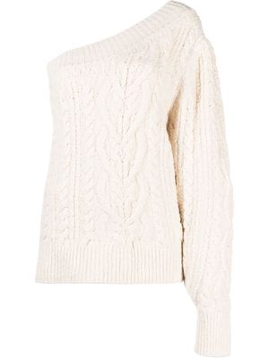 Isabel Marant one-shoulder cable-knit jumper - Neutrals
