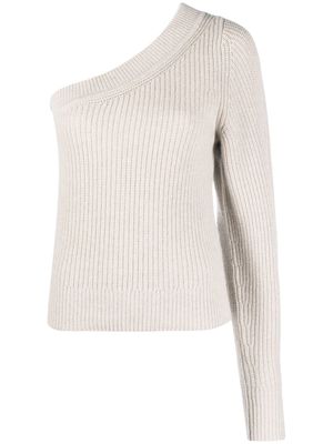 Isabel Marant one-shoulder ribbed-knit jumper - Neutrals