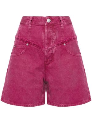 ISABEL MARANT Oreta frayed-brim denim shorts - Pink