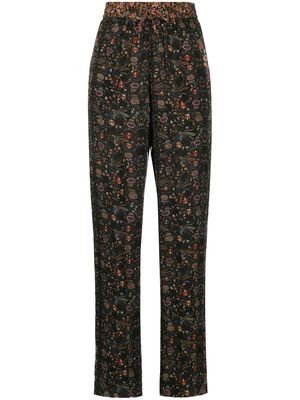 ISABEL MARANT Ozio floral-print silk trousers - Black