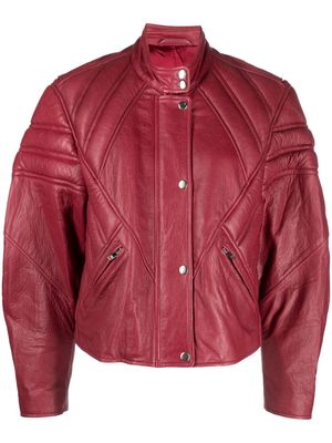 ISABEL MARANT padded-panels leather jacket - Red