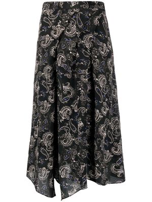 Isabel Marant paisley-print silk midi skirt - Black
