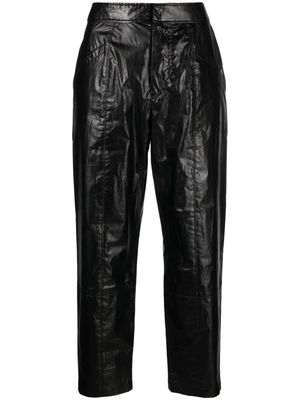 ISABEL MARANT patent-finish cotton cropped trousers - Black