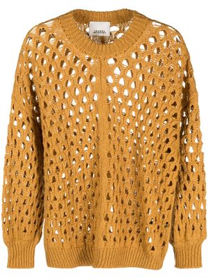 ISABEL MARANT perforated drop-shoulder jumper - Yellow