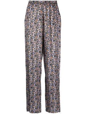 ISABEL MARANT Piera abstract-print trousers - Blue