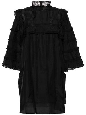 ISABEL MARANT pintuck lace-panels silk dress - Black