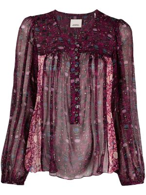 ISABEL MARANT plissé-effect long-sleeve blouse - Pink