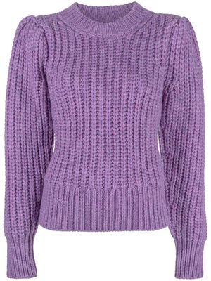 Isabel Marant puff-sleeve knitted jumper - Purple