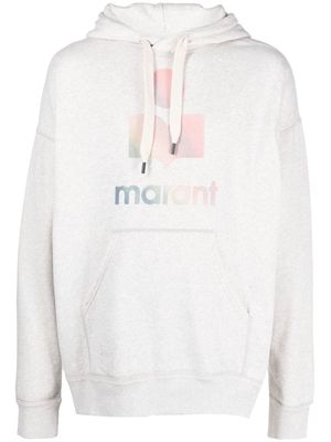 Isabel Marant rainbow logo-print hoodie - Neutrals