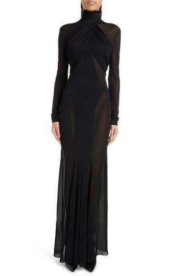 Isabel Marant Rimma High Neck Long Sleeve Gown in Black