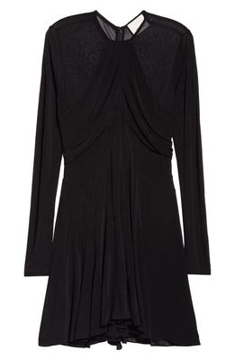 Isabel Marant Rosema Long Sleeve Draped Jersey Dress in Black