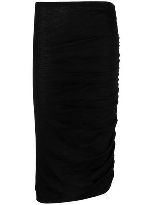 ISABEL MARANT ruched merino wool midi skirt - Black