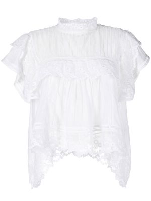 Isabel Marant ruffled short-sleeved blouse - White