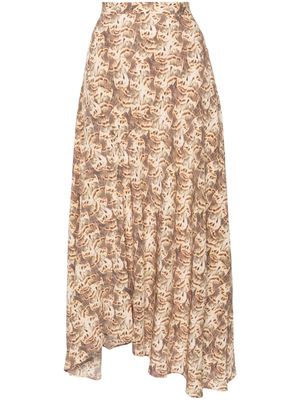 ISABEL MARANT Sakura graphic-print midi skirt - Neutrals