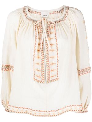 ISABEL MARANT sequin-embellished embroidered blouse - Neutrals