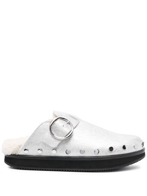 Isabel Marant shearling-lined metallic mules - Silver