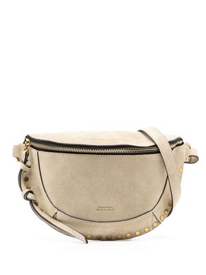 ISABEL MARANT Skano stud-embellished suede crossbody bag - Neutrals