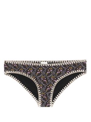 ISABEL MARANT Sonny floral-print bikini bottoms - Black