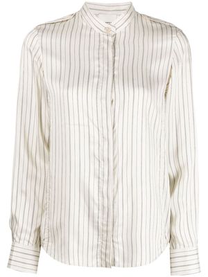 ISABEL MARANT striped band-collar shirt - White
