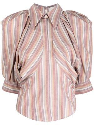 ISABEL MARANT striped puff-sleeve shirt - Neutrals