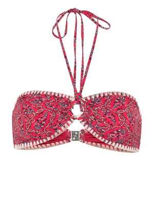 ISABEL MARANT Sukie floral-print bikini top - Red