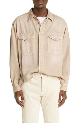 Isabel Marant Tailly Oversize Snap-Up Shirt in Ecru