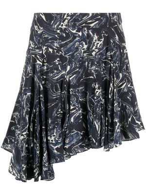 ISABEL MARANT Teyana marble-print silk skirt - Blue
