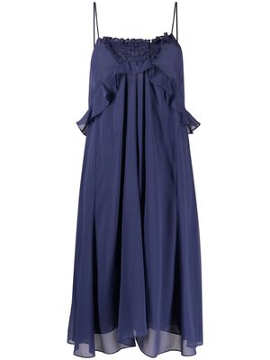 ISABEL MARANT Teza ruffle-trim silk dress - Blue